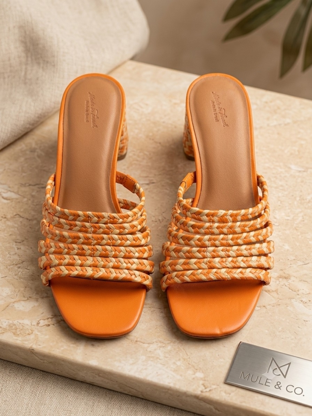 Universal Thread Orange Braided Slide Mules